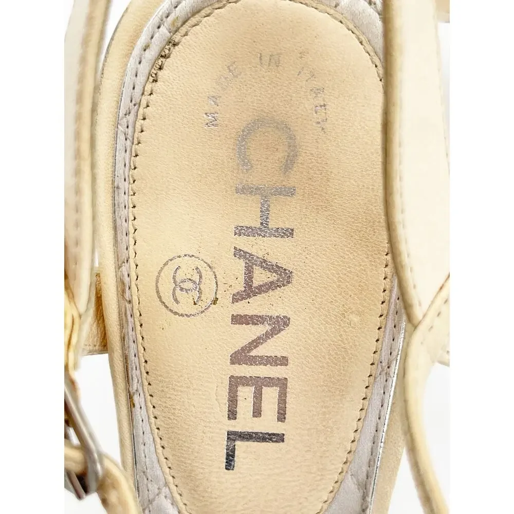 CHANEL cream leather